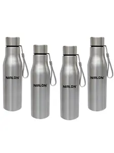 NIRLON Silver-Toned 4 Pieces Stainless Steel Single Wall Water Bottle 1l