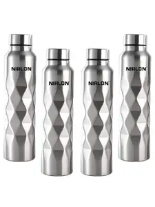 NIRLON Silver-Toned 4 Pieces Stainless Steel Solid Water Bottle 1ltr