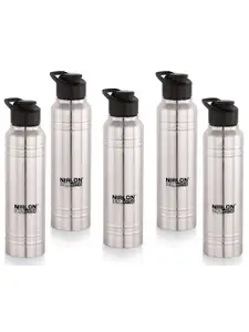 NIRLON Silver-Toned 5 Pieces Stainless Steel Solid Water Bottle 1L