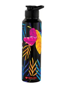 NIRLON Black & Pink Single Stainless Steel Printed Water Bottle 1 L