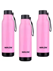 NIRLON Pink 3 Pieces Stainless Steel Water Bottle 480 ml