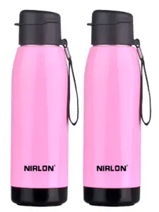 NIRLON Pink & Black 2 Pieces Stainless Steel Water Bottle 750 ml