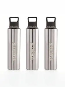 NIRLON Black & Silver toned 3 Pieces Stainless Steel Water Bottle 900 ml