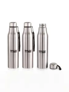 NIRLON Silver-Toned 3 Pieces Stainless Steel Solid Water Bottle 650 ml