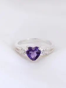 HIFLYER JEWELS 92.5 Sterling Silver Amethyst-Studded Finger Ring