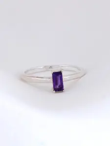 HIFLYER JEWELS 92.5 Sterling Silver Amethyst-Studded Finger Ring