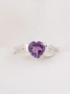HIFLYER JEWELS 925 Sterling Silver Amethyst-Studded Finger Ring