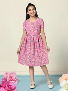 FASHION DREAM Girls Floral Print Fit & Flare Dress