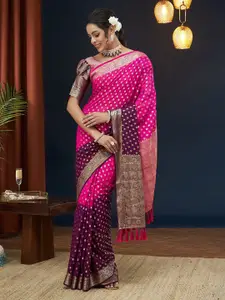 FLOURIOUS Ethnic Woven Design Zari Pure Georgette Banarasi Saree