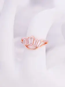 SWASHAA Rose Gold-Plated Stone Studded Finger Ring