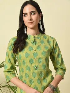 GLOWWORLD Ethnic Motifs Printed Mandarin Collar A-Line Kurta