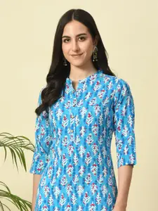 GLOWWORLD Ethnic Motifs Printed Mandarin Collar Straight Kurta