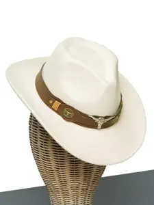 CHOKORE Men Solid Sun Hat with Ox Head Belt