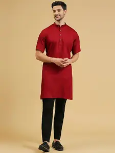 RAJUBHAI HARGOVINDAS Geometric Woven Design Pure Cotton Straight Kurta