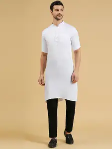 RAJUBHAI HARGOVINDAS Geometric Woven Design Pure Cotton Straight Kurta