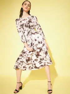 Slenor Tie And Dye Keyhole Neck A-Line Dress