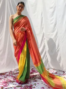 Chidiyaa Woven Design Colourblocked Saree