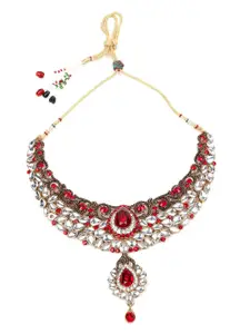 ODETTE Gold-Plated Artificial Stones Studded Necklace