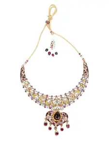 ODETTE Gold-Plated Artificial Stones Studded Necklace
