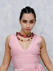 ODETTE Gold-Plated Artificial Stones Studded Necklace