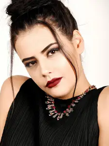 ODETTE Gold-Plated Rhinestone Studded Necklace