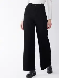 Purple Feather Women Smart Wide Leg High Rise Clean Look Stretchable Jeans