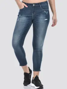 Numero Uno Women Slim Fit Low Distress Light Fade Whiskers Cotton Denim Jeans