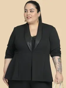 wild U Plus Size Tailored-Fit Open Front Peplum Formal Blazer