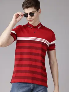 Van Heusen Striped Pure Cotton Polo Collar T-shirt
