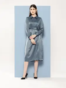 Chemistry Satin Formal Shirt Style Midi Dress