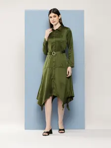 Chemistry Satin Finish Shirt Midi Dress
