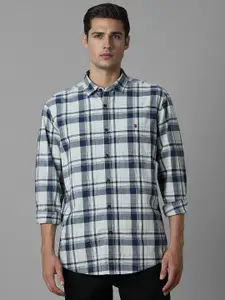 Louis Philippe Jeans Slim Fit Tartan Checked Spread Collar Pure Cotton Casual Shirt