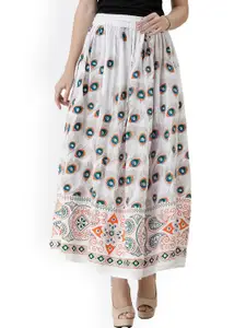 Exotic India Floral Printed Flared Midi Skirt