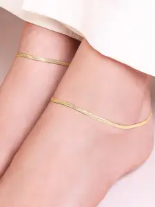 Zavya Set Of 2 925 Pure Silver Gold-Plated Anklet