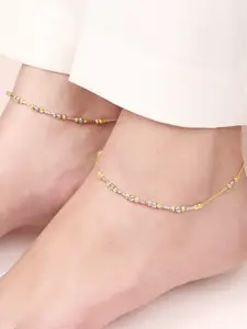 Zavya Set Of 2 925 Pure Silver Rhodium-Plated Anklet