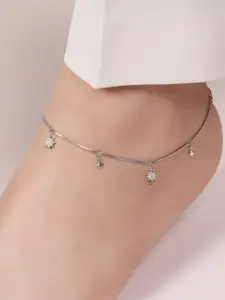 Zavya 925 Pure Silver Rhodium-Plated Artificial Stones Anklet