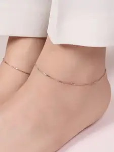 Zavya Set Of 2 925 Pure Silver Rhodium-Plated Anklets