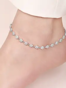 Zavya 925 Pure Silver Rhodium-Plated Artificial Stones Anklet