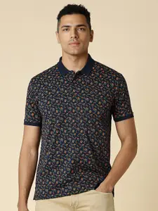 Allen Solly Abstract Printed Cotton Mandarin Collar Pockets Casual T-shirt