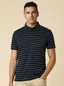 Allen Solly Striped Cotton Polo Collar Pockets Casual T-shirt