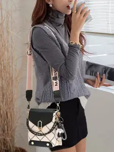 Styli Women Black Embellished Drop Braided Handbag