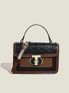 Styli Women's Embossed Design Handbag with Turn Lock