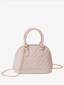 Styli Women Pink V Quilted Pattern Handbag