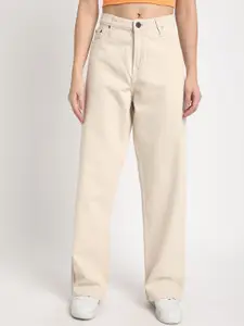 The Roadster Lifestyle Co Women Pure Cotton Relax-Fit High Rise No Fade Denim Jeans