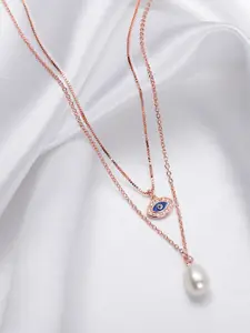 Zavya 925 Sterling Silver Rose Gold-Plated Layered Necklace