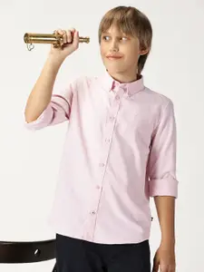 Nautica Boys Premium Self Design Spread Collar Long Sleeves Cotton Casual Shirt