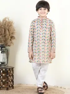 Sangria Boys Printed Pure Cotton Straight Kurta With Pyjama Set