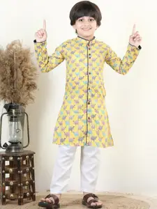 Sangria Boys Printed Pure Cotton Straight Kurta With Pyjama