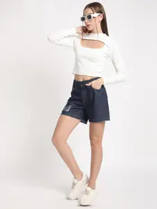 Bene Kleed Cut Out Ribbed Fitted Crop Top