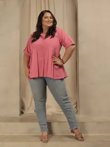 RACHNA Spread Collar Pleated Standard Opaque Casual Shirt